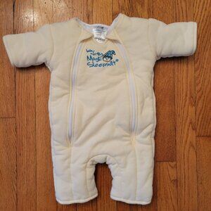 Baby Merlins Magic Sleepsuit L Cream 6-9 Months Double Zipper Infant Sleepwear
